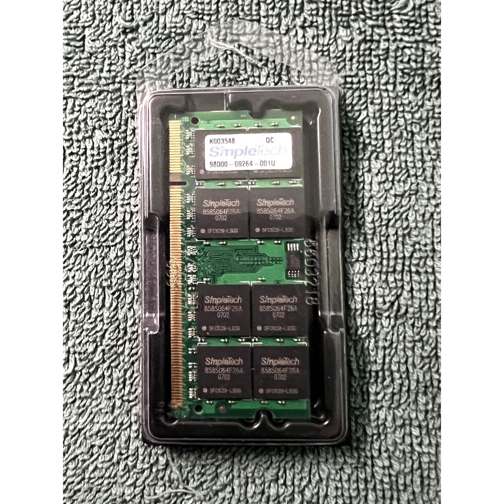 SimpleTech 1GB PC2-5300 DDR2-667MHz non-ECC unbuffered CL5 200-Pin SoDimm Memory